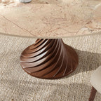 Modern Artistic Dining Table:Twisted Dark Wood Pedestal & Sintered Stone Top For 2-8 - image 11