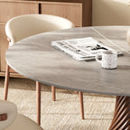 Modern Artistic Dining Table:Twisted Dark Wood Pedestal & Sintered Stone Top For 2-8 - image 14