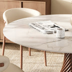 Modern Artistic Dining Table:Twisted Dark Wood Pedestal & Sintered Stone Top For 2-8 - image 2