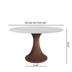 Modern Artistic Dining Table:Twisted Dark Wood Pedestal & Sintered Stone Top For 2-8 - image 17