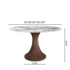 Modern Artistic Dining Table:Twisted Dark Wood Pedestal & Sintered Stone Top For 2-8 - image 18