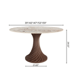 Modern Artistic Dining Table:Twisted Dark Wood Pedestal & Sintered Stone Top For 2-8 - image 19