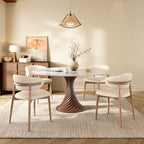 Modern Artistic Dining Table:Twisted Dark Wood Pedestal & Sintered Stone Top For 2-8 - image 3