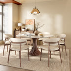 Modern Artistic Dining Table:Twisted Dark Wood Pedestal & Sintered Stone Top For 2-8 - image 8