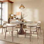 Modern Artistic Dining Table:Twisted Dark Wood Pedestal & Sintered Stone Top For 2-8 - image 16