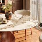 Mid-Century Modern Round Dining Table with Twisted Solid Wood Base & Sintered Stone Top - image 5