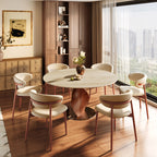 Mid-Century Modern Round Dining Table with Twisted Solid Wood Base & Sintered Stone Top - image 12
