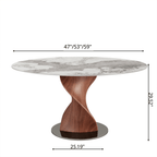 Mid-Century Modern Round Dining Table with Twisted Solid Wood Base & Sintered Stone Top - image 14