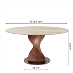Mid-Century Modern Round Dining Table with Twisted Solid Wood Base & Sintered Stone Top - image 15