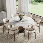 Mid-Century Modern Round Dining Table: Artistic Twisted Walnut Base & Sintered Stone Top - image 3