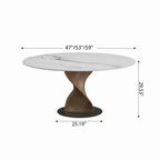 Mid-Century Modern Round Dining Table: Artistic Twisted Walnut Base & Sintered Stone Top - image 13