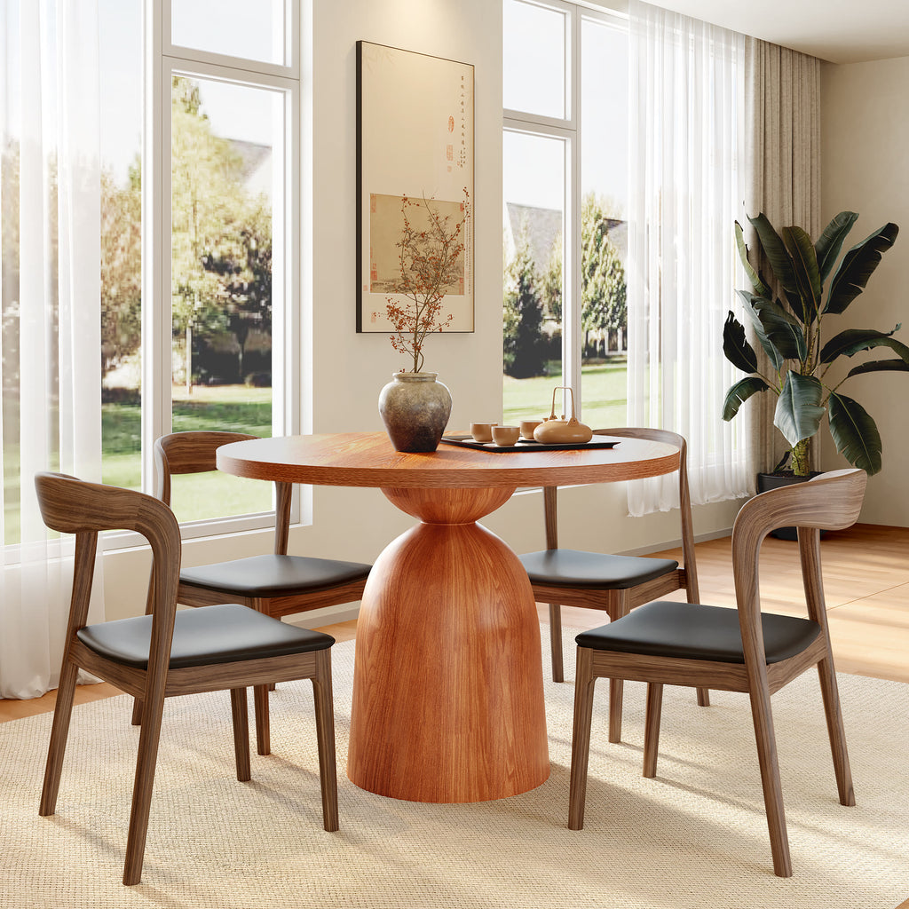 Soluna Walnut Solid Wood Pedestal Round Dining Table with Walnut Solid Wood Top - image 5