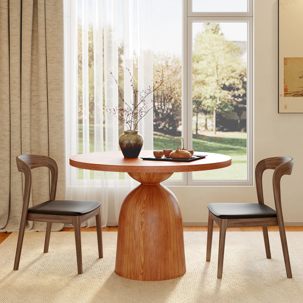 Soluna Walnut Solid Wood Pedestal Round Dining Table with Walnut Solid Wood Top - image 4