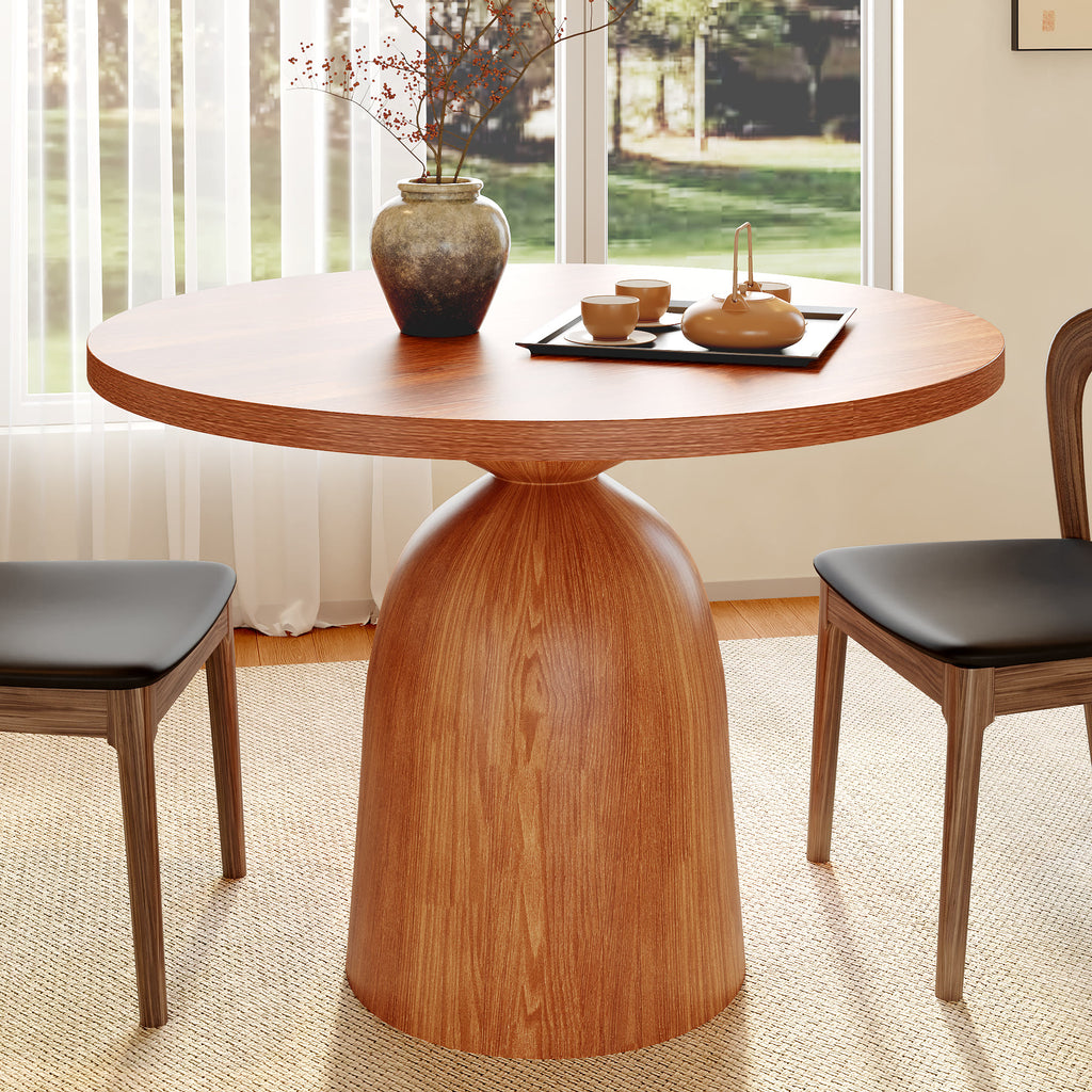 Soluna Walnut Solid Wood Pedestal Round Dining Table with Walnut Solid Wood Top - 43.31'' W X 43.31'' D X 29.53'' H - image 0