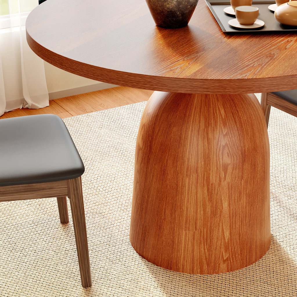 Soluna Walnut Solid Wood Pedestal Round Dining Table with Walnut Solid Wood Top - image 1