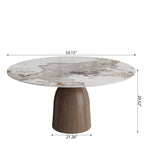 Soluna Dark Walnut Round Solid Wood Pedestal Dining Table with Snow White & Pandora Stone Top - image 16