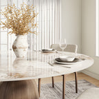 Soluna Dark Walnut Round Solid Wood Pedestal Dining Table with Snow White & Pandora Stone Top - image 12