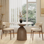 Soluna Dark Walnut Solid Wood Pedestal Round Dining Table with Snow White & Pandora Stone Top - image 9