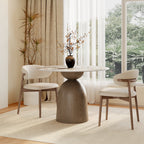 Soluna Dark Walnut Solid Wood Pedestal Round Dining Table with Snow White & Pandora Stone Top - image 12