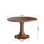 Liora Farmhouse-Style Red Walnut Floral-shape Solid Wood Pedestal Round Dining Table  - image 26