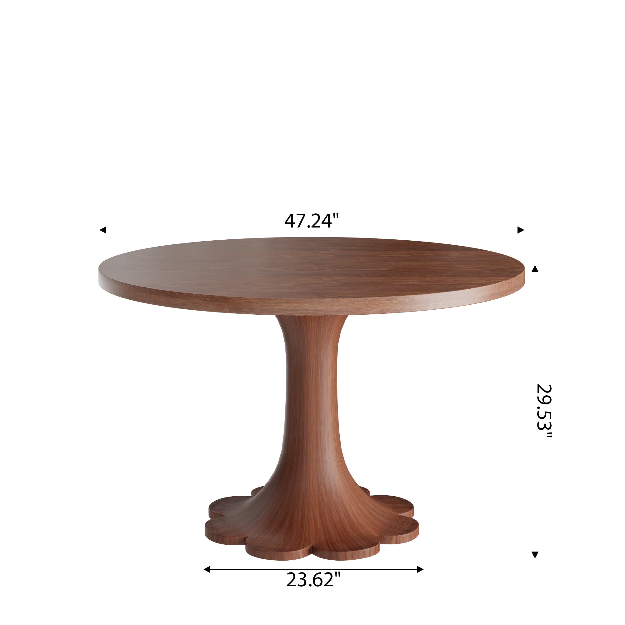 Liora Farmhouse-Style Red Walnut Floral-shape Solid Wood Pedestal Round Dining Table  - image 26