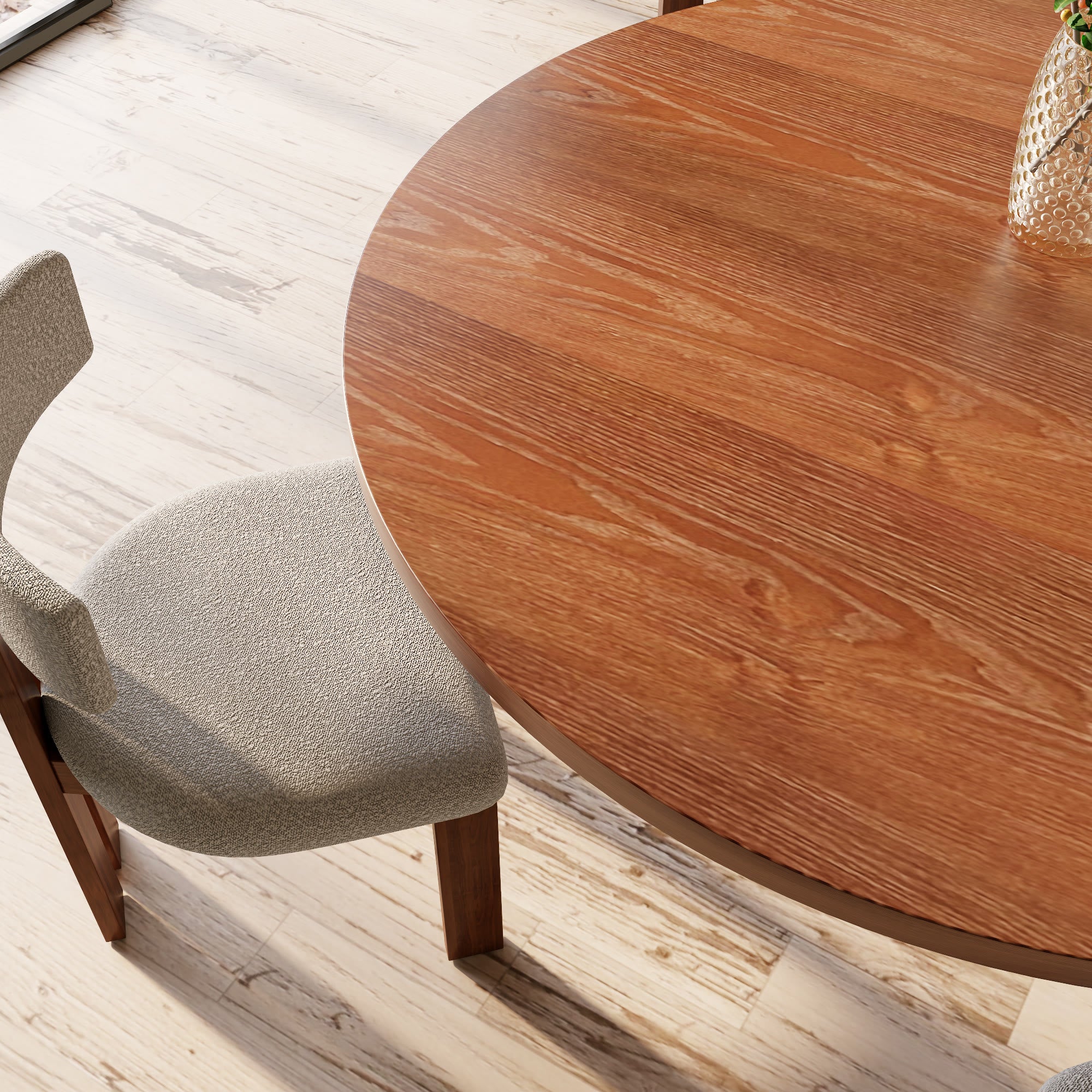Liora Farmhouse-Style Red Walnut Floral-shape Solid Wood Pedestal Round Dining Table  - image 24