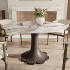 Liora Dark Walnut Solid Wood Pedestal Round Dining Table with Ink-Veined Stone Top - 43.31'' W X 43.31'' D X 29.53'' H - Pandora - image 13