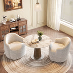 Round  Dining Table: Mid-Century Modern Pedestal Table with Solid Wood Base & Sintered Stone Top - image 5