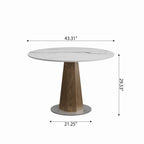 Round  Dining Table: Mid-Century Modern Pedestal Table with Solid Wood Base & Sintered Stone Top - image 14