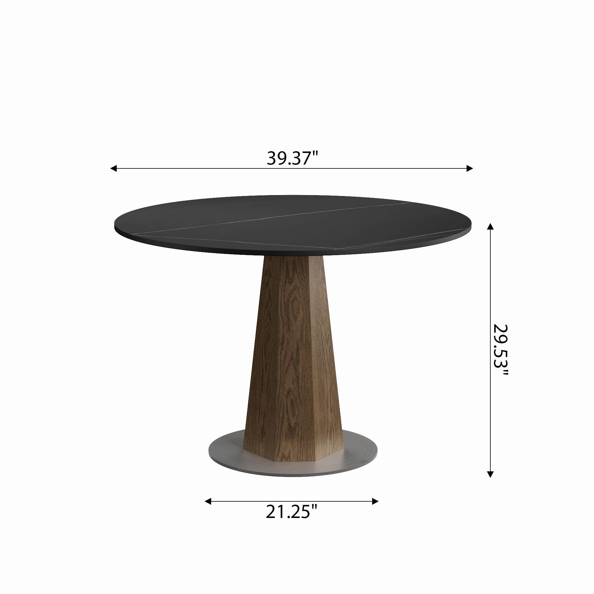 Round  Dining Table: Mid-Century Modern Pedestal Table with Solid Wood Base & Sintered Stone Top - image 20