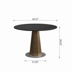 Round  Dining Table: Mid-Century Modern Pedestal Table with Solid Wood Base & Sintered Stone Top - image 21