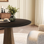 Round  Dining Table: Mid-Century Modern Pedestal Table with Solid Wood Base & Sintered Stone Top - image 10
