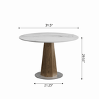 Round  Dining Table: Mid-Century Modern Pedestal Table with Solid Wood Base & Sintered Stone Top - image 12