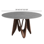 Modern Round Sintered Stone Dining Table with Unique Twisted Solid Wood Base - image 11