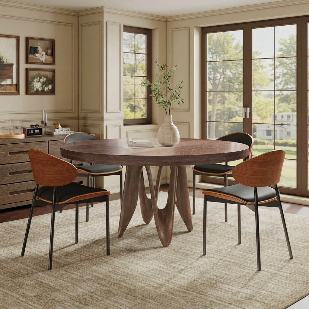 Modern Round Solid Wood Dining Table For 2-8 - image 1