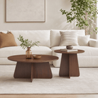 Retro-style Nesting Coffee Table Set - Walnut - image 0