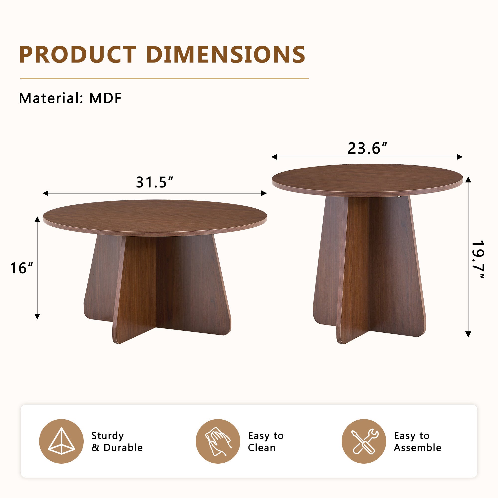 Retro-style Nesting Coffee Table Set - image 3