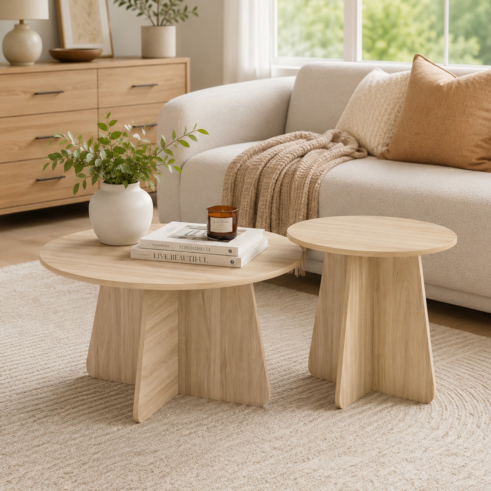 Retro-style Nesting Coffee Table Set - Wood - image 8