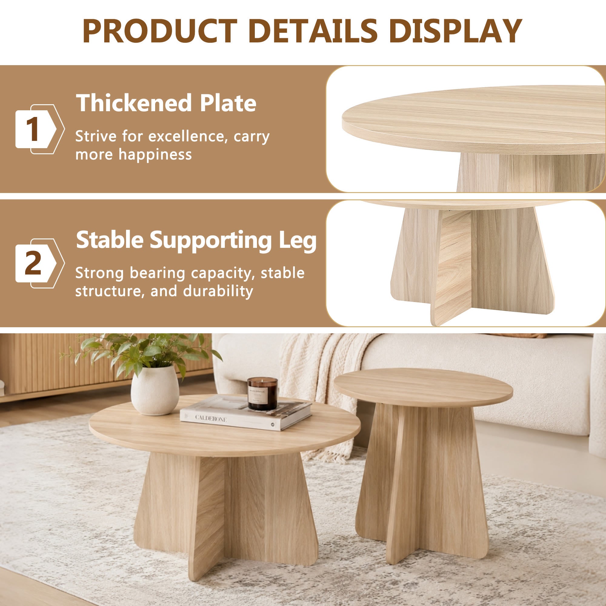 Retro-style Nesting Coffee Table Set - image 14