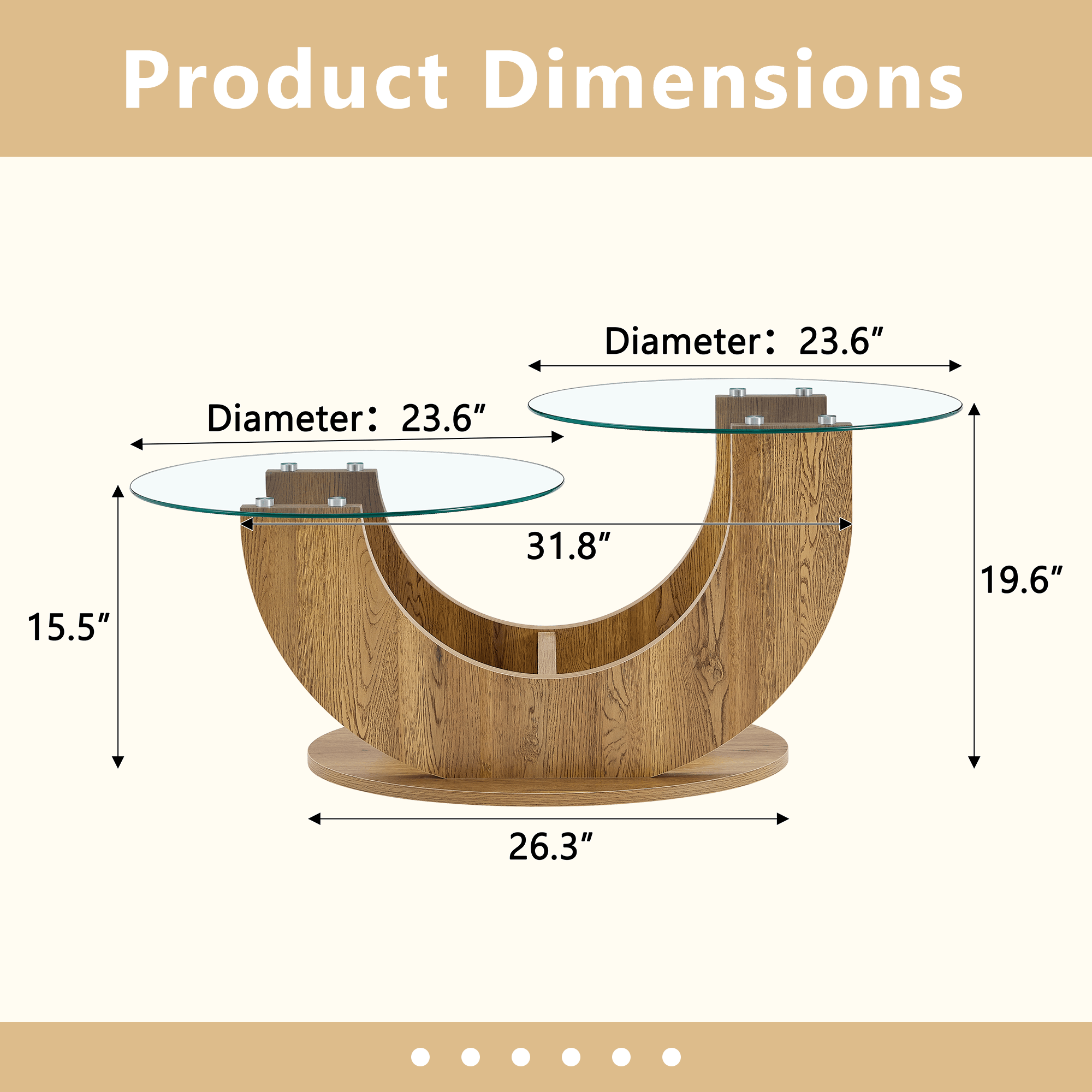 Creative U-Shaped Double-Tier Glass Coffee Table - image 3