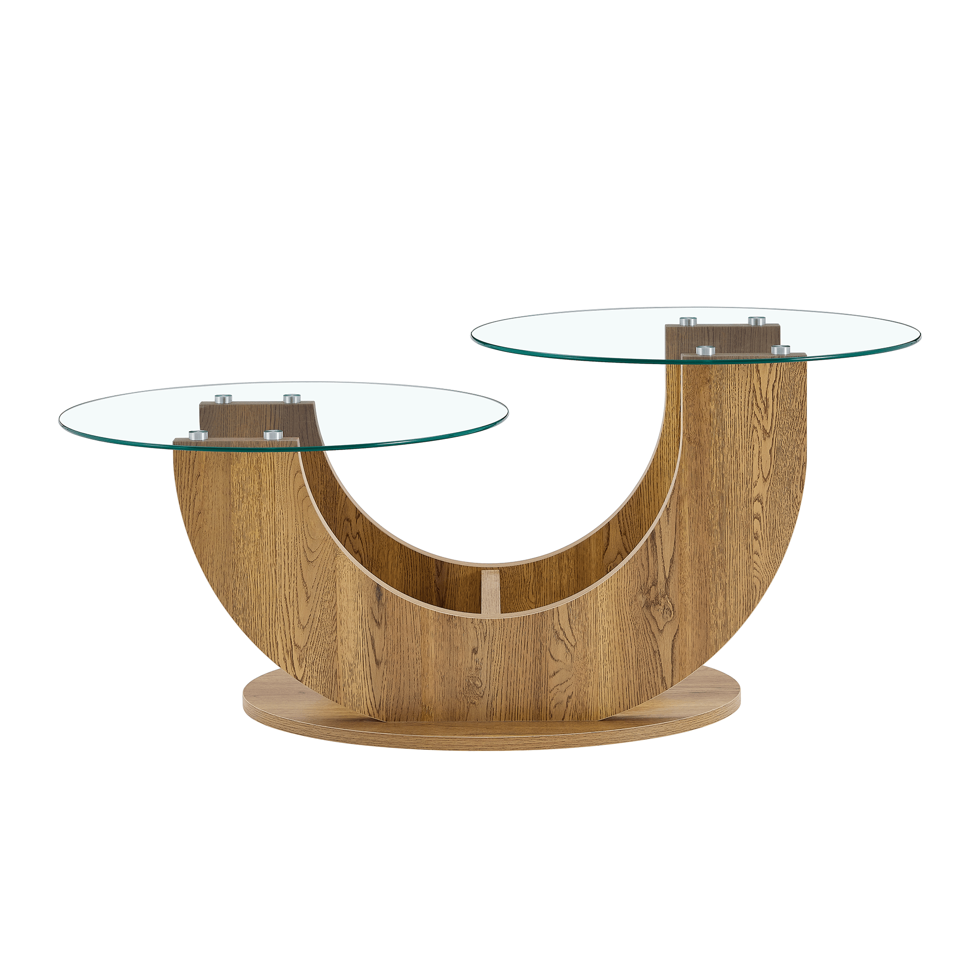 Creative U-Shaped Double-Tier Glass Coffee Table - image 4