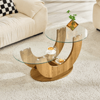 Creative U-Shaped Double-Tier Glass Coffee Table - image 2