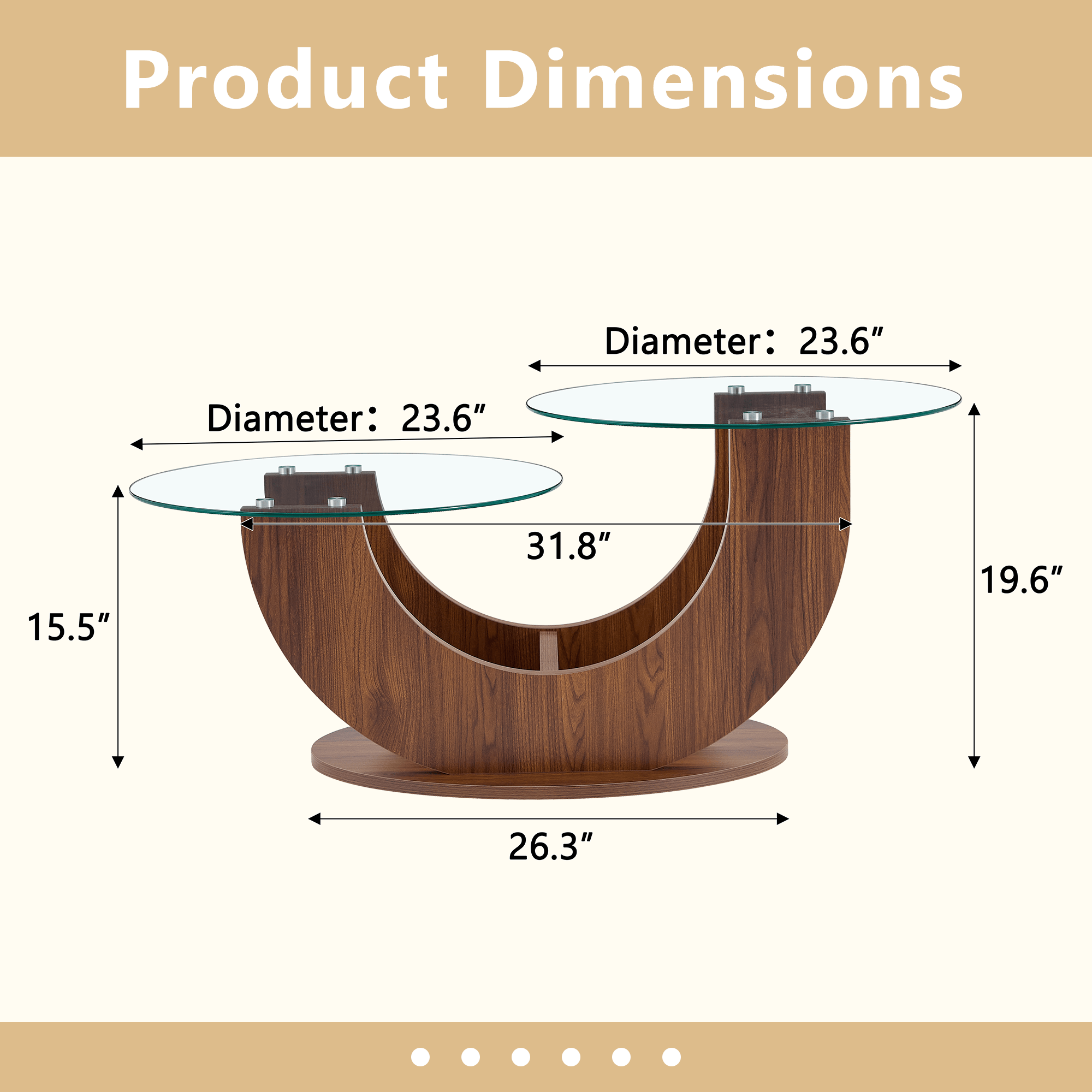 Creative U-Shaped Double-Tier Glass Coffee Table - image 10