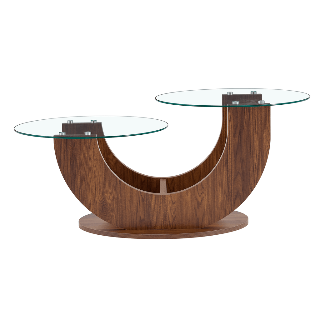 Creative U-Shaped Double-Tier Glass Coffee Table - image 11