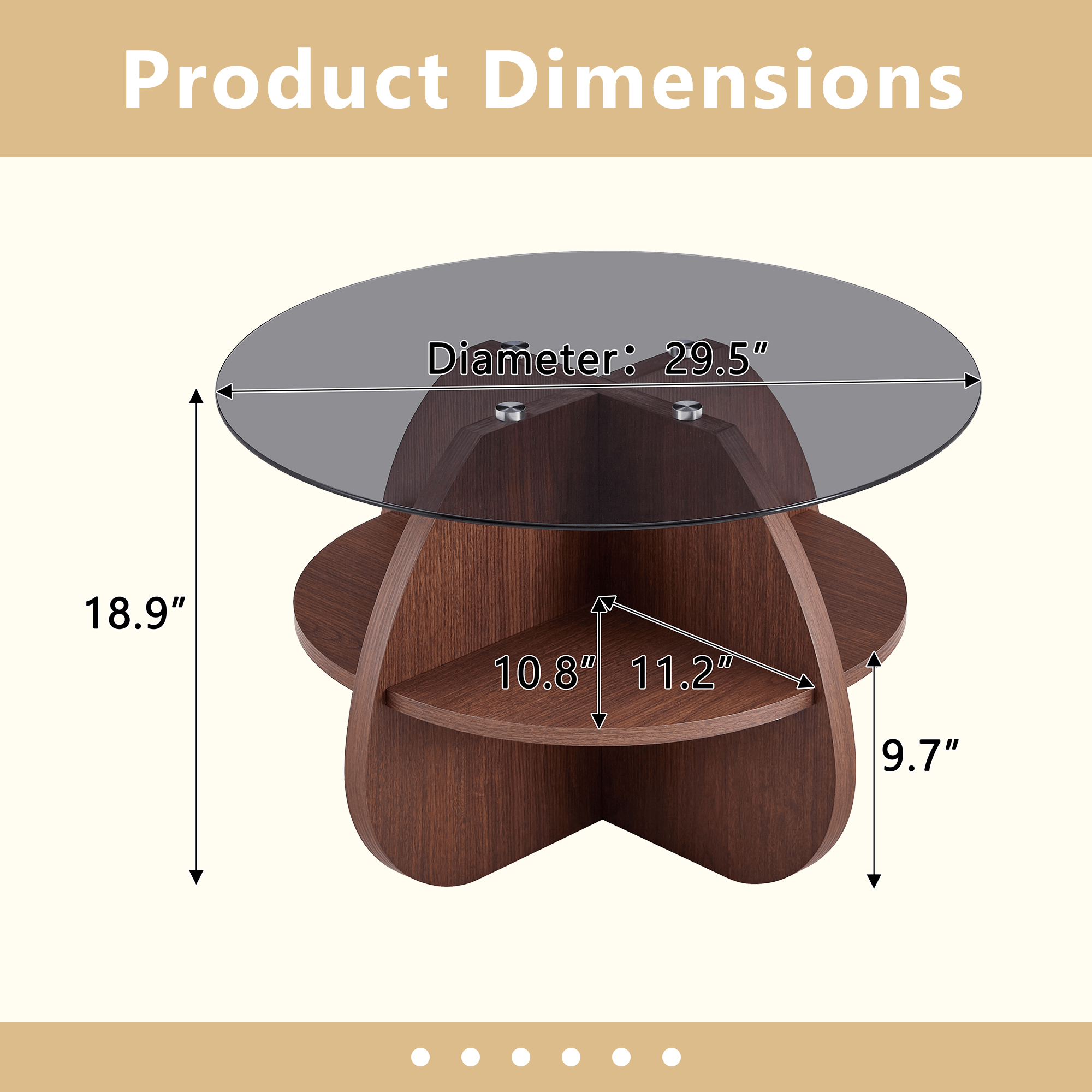 Creative Cross-structure Round Coffee Table - image 4