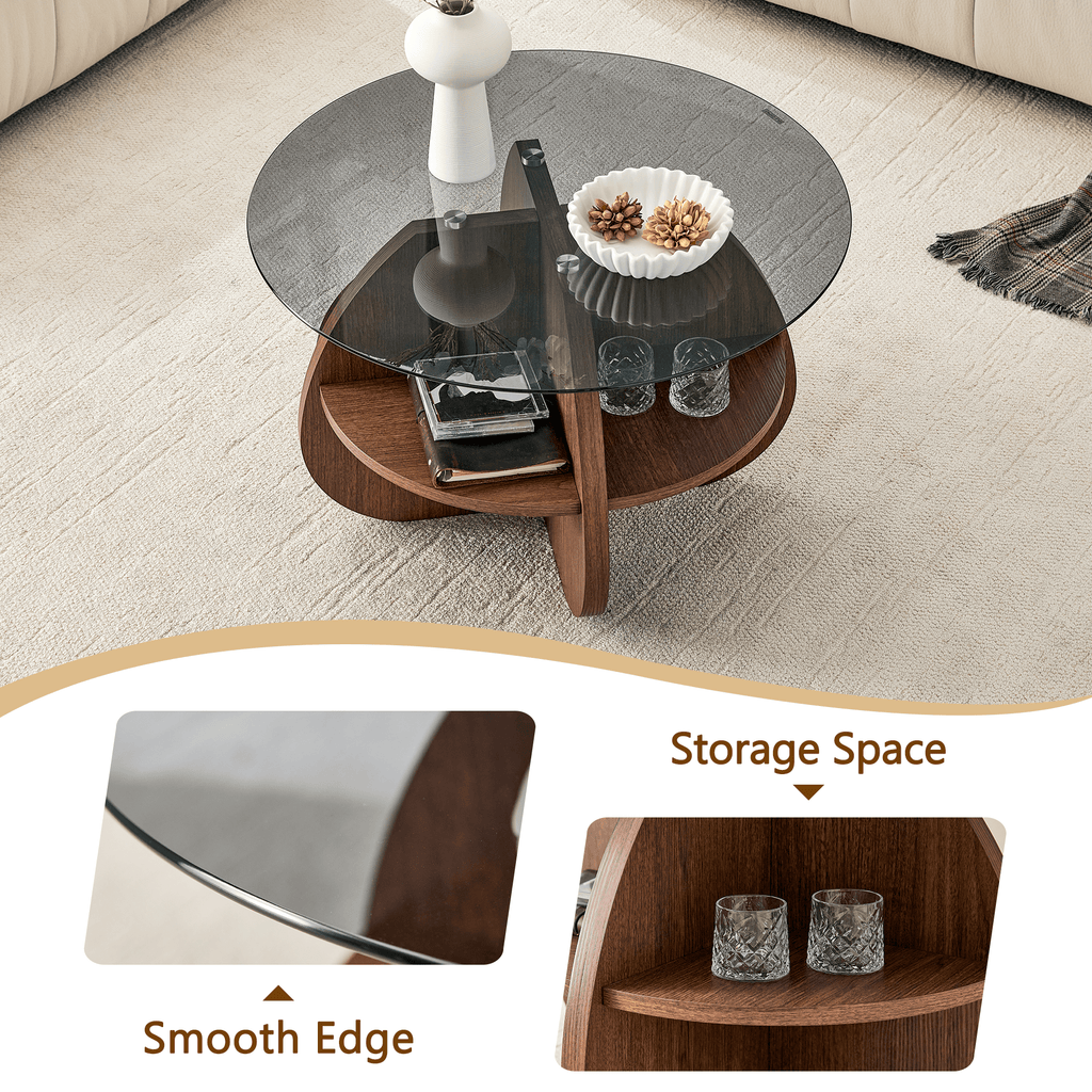 Creative Cross-structure Round Coffee Table - image 9