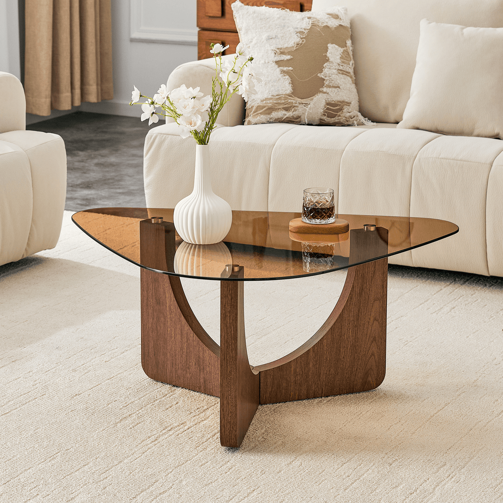 Vintage-style Triangular Coffee Table - Walnut - image 0