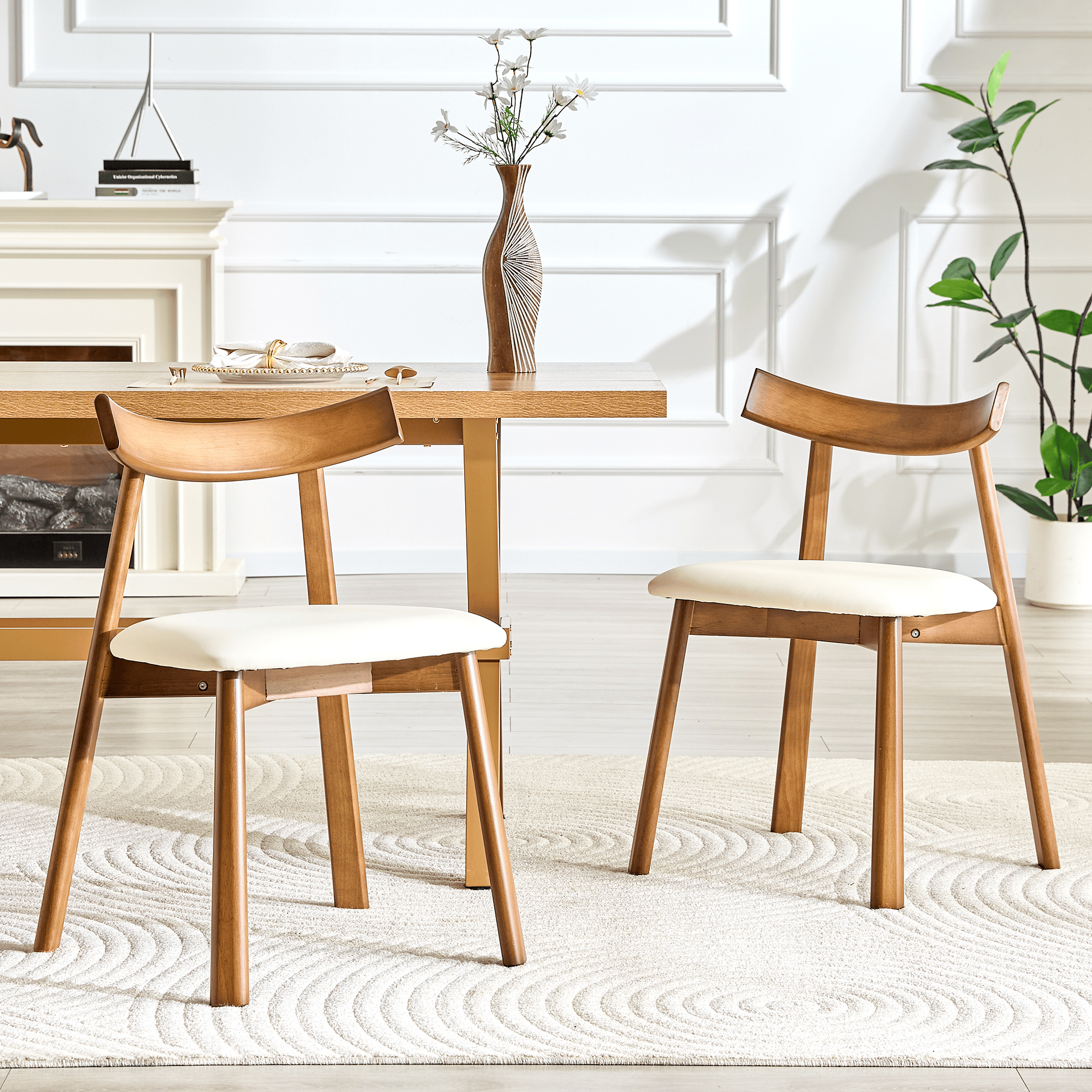 Walnut Soft Cushion Dining Chair – Ergonomic Comfort Edition - White - image 8