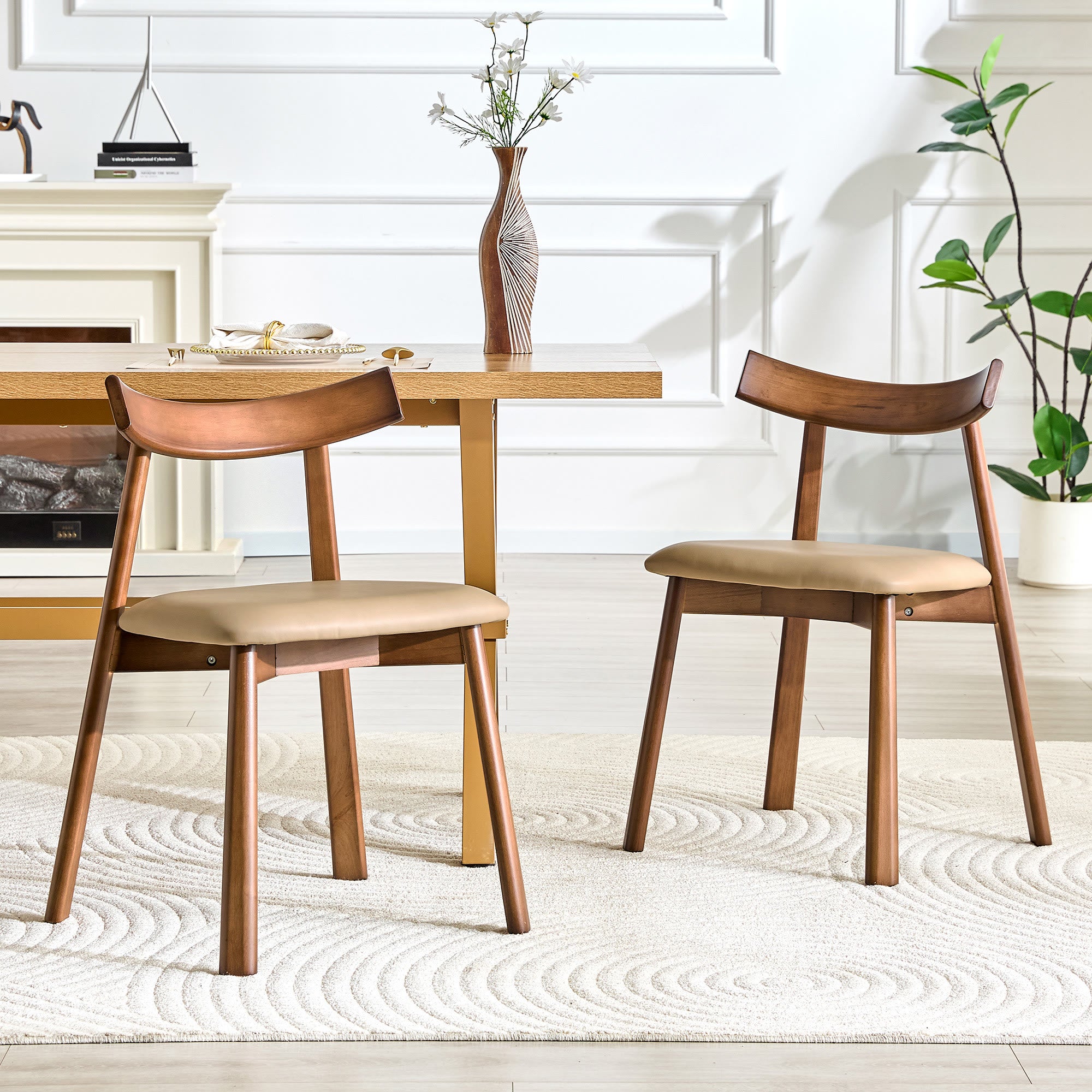 Walnut Soft Cushion Dining Chair – Ergonomic Comfort Edition - Khaki - image 16