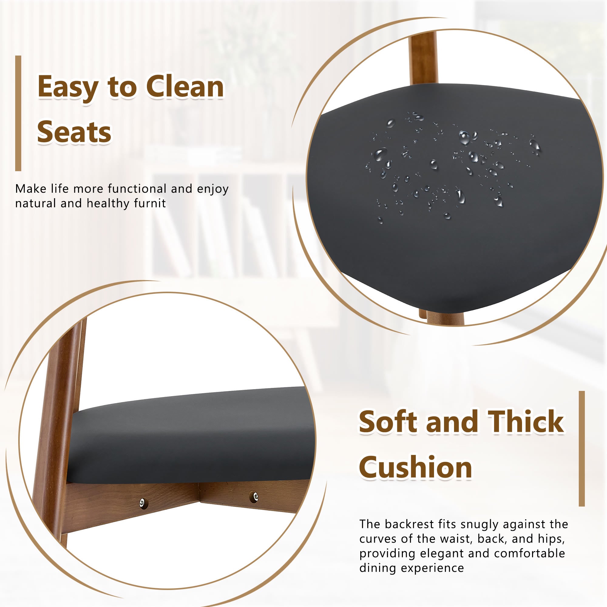 Walnut Soft Cushion Dining Chair – Ergonomic Comfort Edition - image 5
